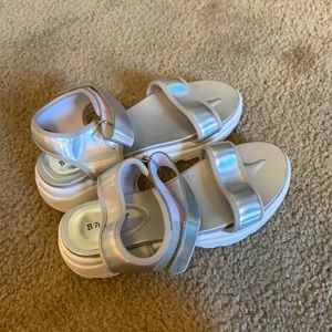 Holographic rave sandals